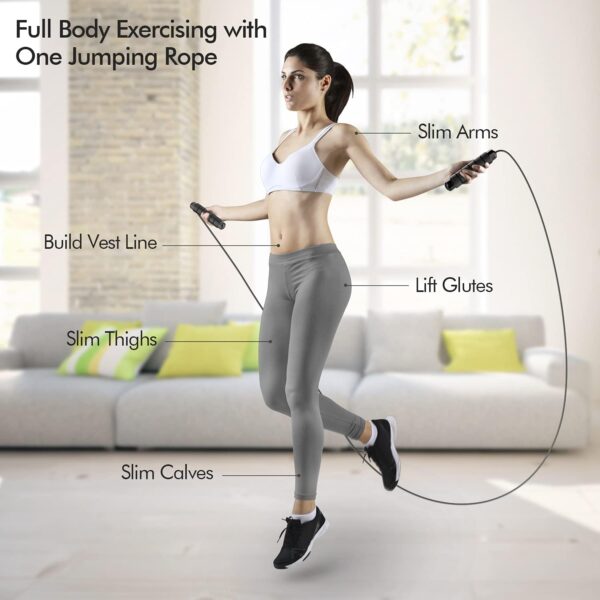 Loocio Jump Rope, Tangle-Free Rapid Speed Jumping Rope Cable with Ball Bearings for Women, Men & Kids, Adjustable Steel Jump Rope with Foam Handles for Home Gym Exercise Fitness Workout Equipment & Slim Body